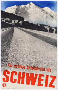 Original-Plakat schöne Autofahrten Schweiz Herbert Matter 1935