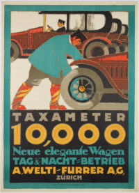 Original-Plakat Jules de Praetere Taxameter Welti Furrer Zürich 1915