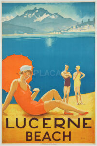 Originales Tourismus-Plakat Landolt Badi Luzern 1929