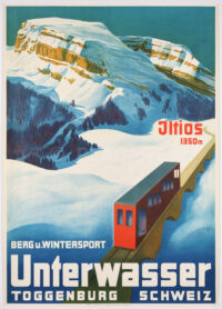 Originales Schweizer Tourismus-Plakat, Unterwasser und das Toggenburg bewerbend, 1934
