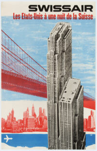 Plakat Original Swissair USA über Nacht 1954