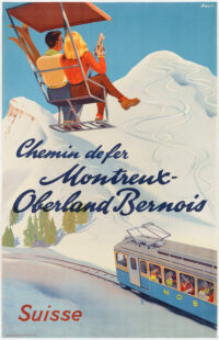 Original Swiss Vintage Poster Montreux - Berner Oberland Bahn Otto Ernst 1938