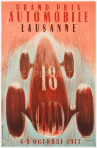 Original Plakat Autorennen Landry Grand Prix Lausanne 1947
