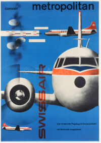 Original-Plakat Swissair Wirth Convair Metropolitan 1956 Weltformat