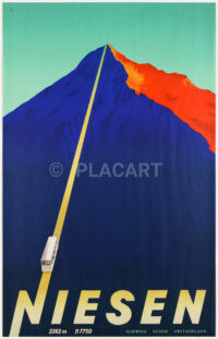 Schweizer Originalplakat, entworfen 1937 von Leo Keck im Auftrag der Niesenbahn
