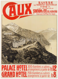 Original Swiss Vintage Travel Poster Palace Hotel Grand Hotel Caux Montreux 1905