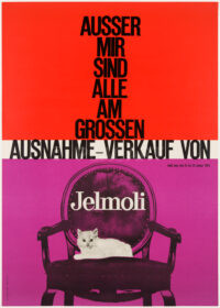 Original Swiss Vintage Poster Jelmoli Sale Cat Bocola 1963