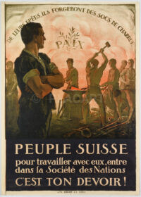 Original Swiss Vintage Poster Jules Courvoisier Swiss People Join the League of Nations 1920