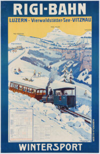 Original Swiss Vintage Poster Reckziegel Rigi-Bahn Winter Sports Railway 1913