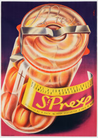 Schweizer Plakat Original St-Prex Glas Konserve Aprikosen 1953