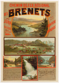 Originales Plakat Chemin de Fer Régional des Brenets Le Locle Neuenburger Jura 1890
