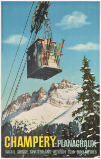 Originalplakat Schweiz Winter Champéry Planachaux Wallis Gyger Klopfenstein 1950