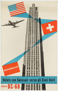Plakat Original Poster Henri Ott Swissair New York Rockefeller Center 1951