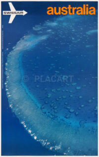 Original Vintage Travel Poster Gerster Schulthess Frei Swissair Australia Barrier Reef 1971