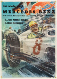 Originalplakat Grosser Preis der Schweiz 1954 Bremgarten Bern Silberpfeil Mercedes-Benz Liska