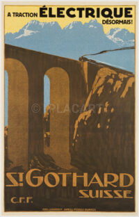 Originales Vintage-Plakat SBB Trieb Gotthardstrecke 1921