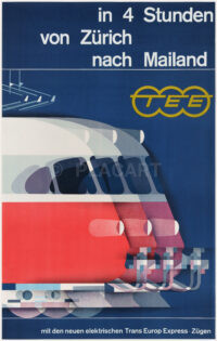 Plakat Original Poster SBB Kurt Wirth Trans Europ Express Zurich Milano 1961