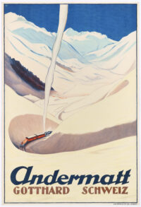Originales Plakat Andermatt Winter Schweiz Gotthard Uri 1927
