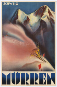 Originales Plakat André Le Comte Mürren Ski Berner Oberland 1931
