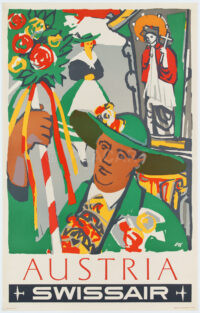 Originales Vintage-Plakat Swissair Österreich Ott 1953