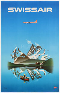 Originales Swissair-Plakat DC-7 Leupin 1956