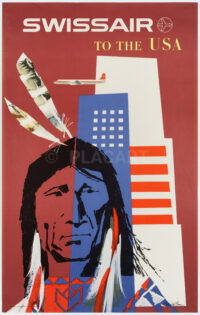 Originalplakat Swissair Donald Brun USA 1958