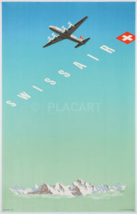 Originales Swissair-Plakat DC-4 Eidenbenz 1948