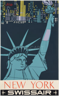 Originales Swissair-Plakat Henri Ott New York Freiheitsstatue 1951