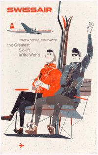 Originales Plakat Swissair Wetli greatest ski-lift DC-7 1957