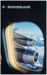 Originales Swissair-Plakat Bingler DC-8 Triebwerke 1961
