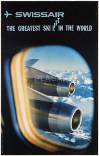 Originales Swissair-Plakat Bingler The Greatest Ski Lift in the World 1961