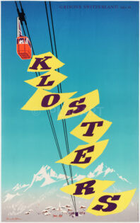 Originales Klosters-Plakat Brun Winter Schnee 1952