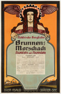 Originalplakat Elektrische Bergbahn Brunnen Morschach Jugendstil 1910