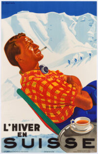Schweizer Plakat Original Poster Hiver en Suisse Eric Hermes 1936