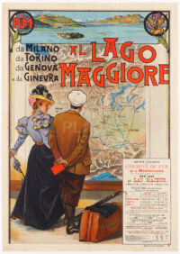 Originales Plakat Reisen Eisenbahn Lago Maggiore 1899