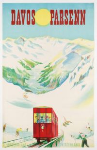 Schweizer Original-Plakat Monnerat Davos Parsenn 1947