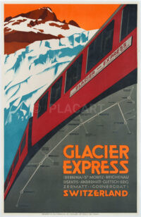 Originales Plakat Glacier Express Switzerland Zermatt Disentis Andermatt Bernina St. Moritz Oberalp 1930