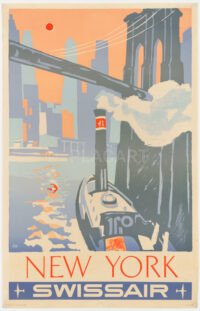 Plakat Original Poster Swissair Henri Ott New York East River 1953