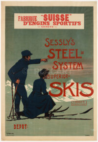 Schweizer Originalplakat Superior Skis Steel System Genève Walty 1905