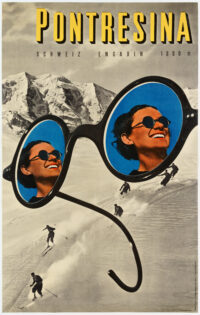 Originales Avantgarde-Plakat Winter Pontresina Schulthess 1937