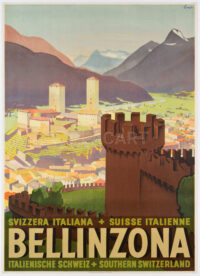 Originales Plakat Tourismus Bellinzona Tessin SBB Otto Ernst 1937