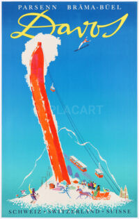 Original-Plakat Donald Brun Davos Parsenn Bräma-Büel 1956