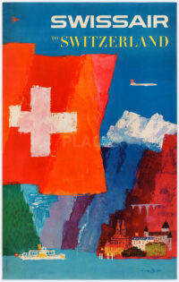 Originales Swissair-Plakat Bühler To Switzerland 1958