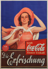 Original-Plakat Coca Cola Erfrischung 1937