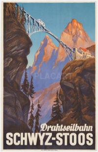 Originales Plakat Drahtseilbahn Schwyz Stoos 1933