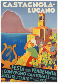 Originalplakat Lugano Castagnola Weinlese vendemmia 1932