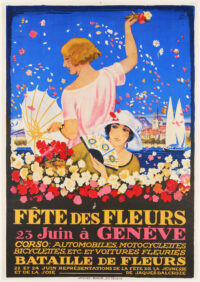 Swiss Original Poster Fête des Fleurs Genèva Courvoisier 1923