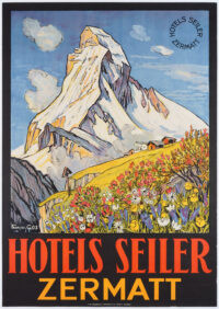 Original-Plakat Seiler Hotels Zermatt Matterhorn Francois Gos 1932