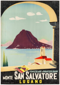 Original-Plakat Funicolare Monte San Salvatore Lugano Barberis 1940