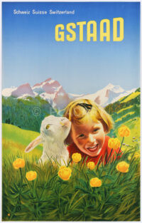 Plakat Original Poster Gstaad Sommer Mädchen Lamm Kitz Keck 1949